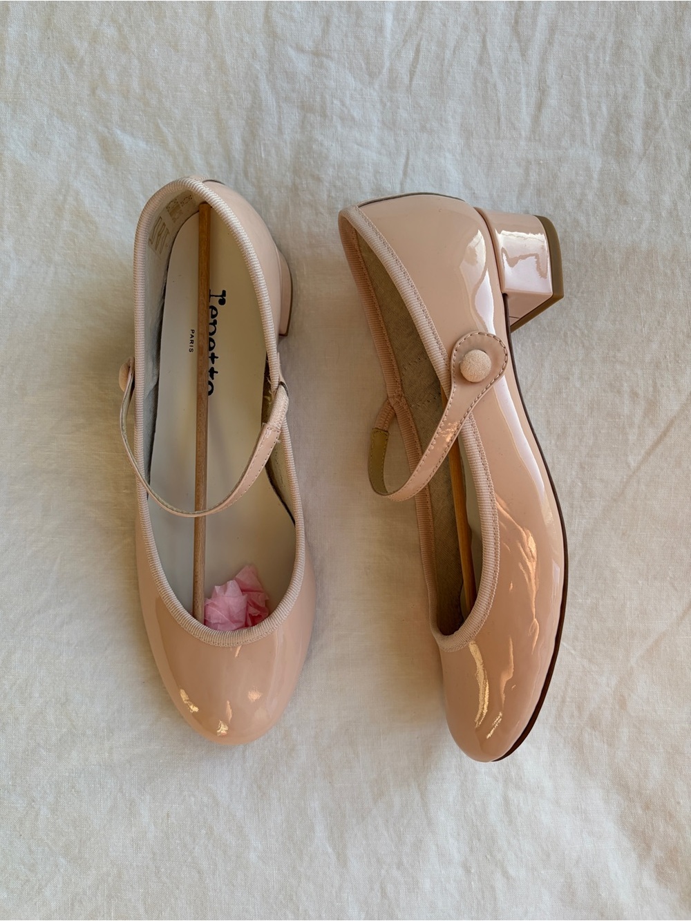 NWT Repetto Rose Mary Jane Ballet Flat Heels Patent Leather Icon Pink Baby